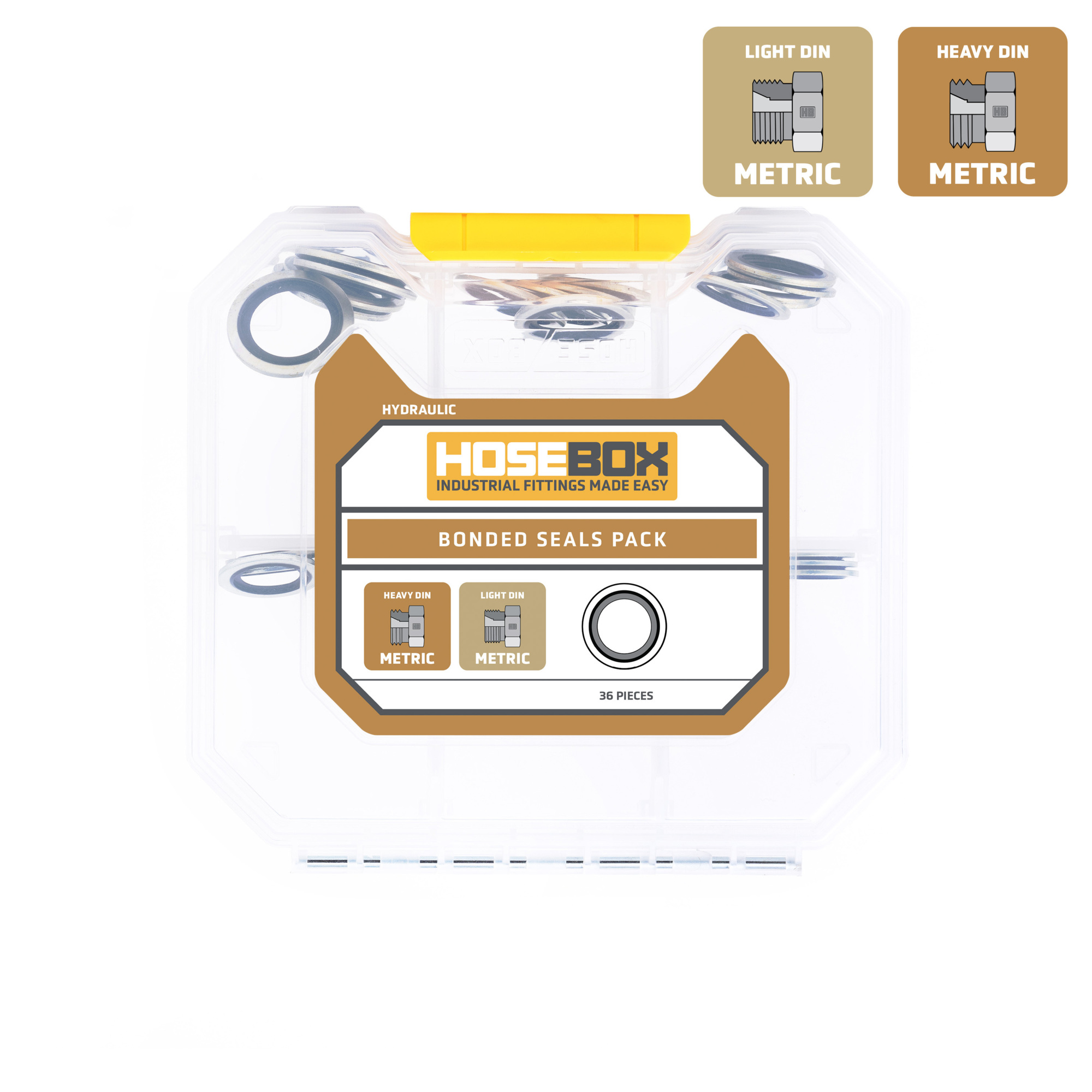 HoseBox, Metric DIN Bonded Seal KIT-36 Bonded Seals, Fitting Size Other in, Model# HB2043-001